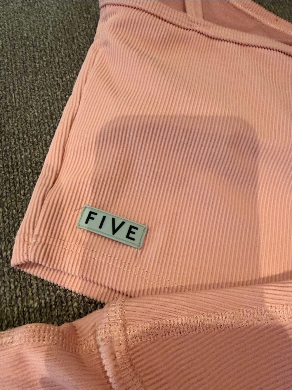 Five the Label— one shoulder ribbed crop top & matching bikes shorts